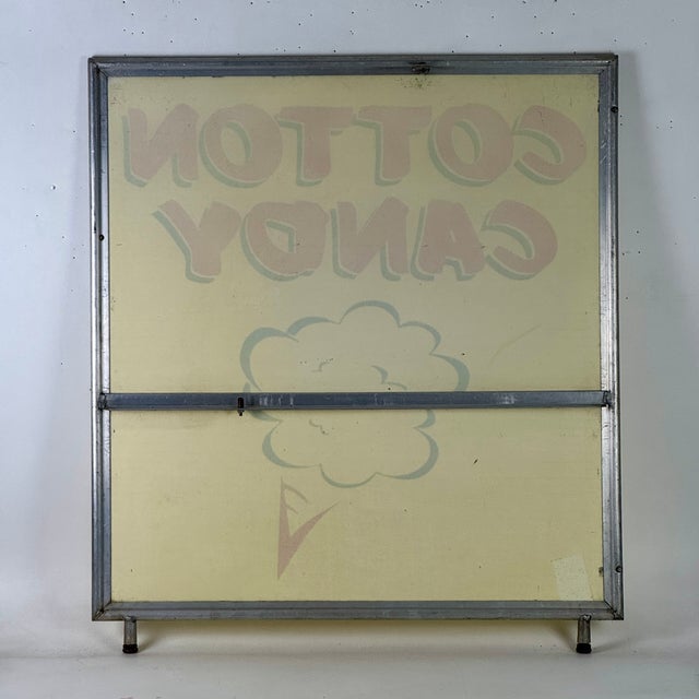 Red Salvaged Mid 20th Century Fairground "Cotten Candy" Aluminum Sign For Sale - Image 8 of 8