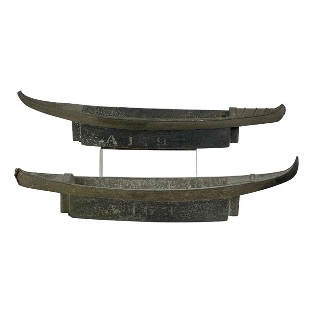 Early 20th Century Pair of Cast Aluminum Metal Boat Models, for Decor Purposes For Sale