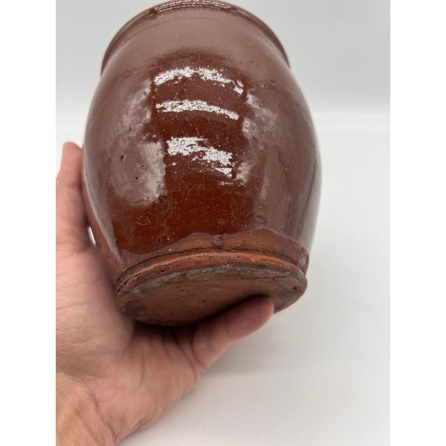 A Fine Antique Pennsylvania Folk Art Redware Storage Crock, 1850's For Sale - Image 11 of 12
