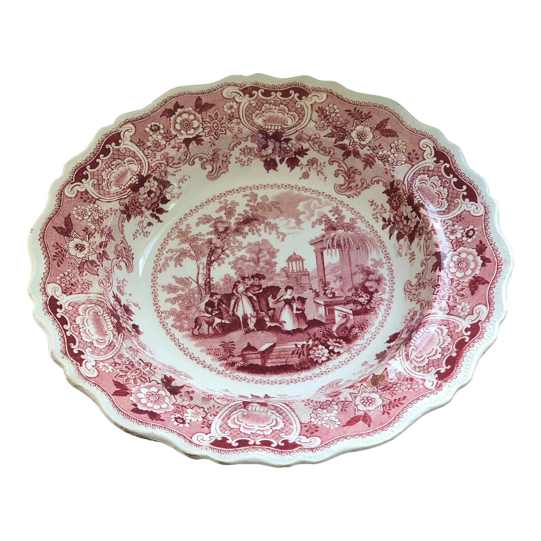 Antique Pink Staffordshire Transfer Plate in Andalusia Pattern