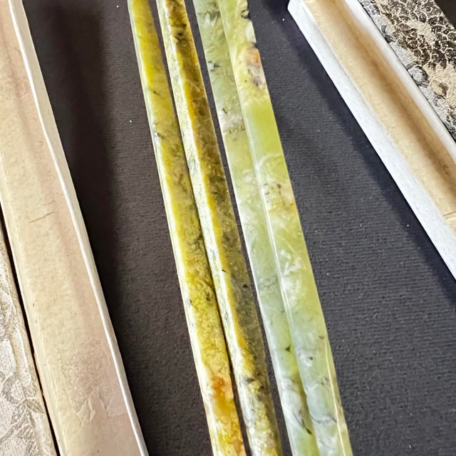 Vintage Chinese Jade 4 Chopsticks Set in Original Boxes, Mid Century - 2 Pairs For Sale In Portland, OR - Image 6 of 7