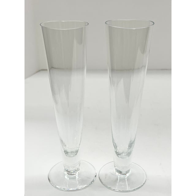 Glass Set of Vintage Heart Glass Couples Wedding Champagne Flutes For Sale - Image 7 of 8