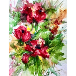 Giclee Fine Art Print “Red Poppies” Watercolor Painting For Sale