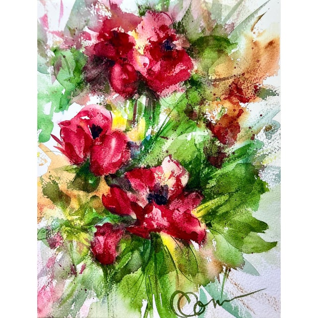 Giclee Fine Art Print “Red Poppies” Watercolor Painting For Sale