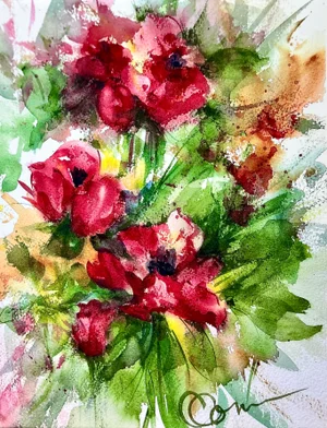 Giclee Fine Art Print “Red Poppies” Watercolor Painting