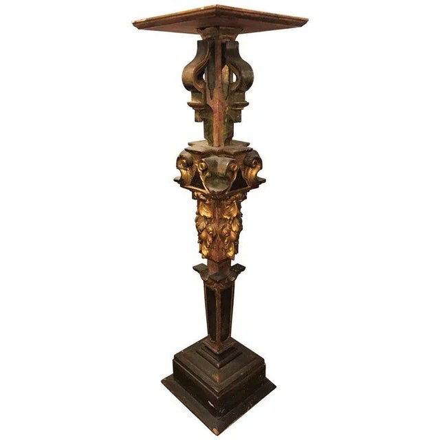 A Continental Italian Gilt Distressed Continental Pedestal For Sale - Image 11 of 11