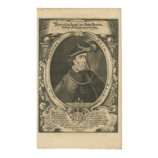 German Engraver, Henry II, Duke of Brunswick-Lüneburg, 1650, Engraving For Sale