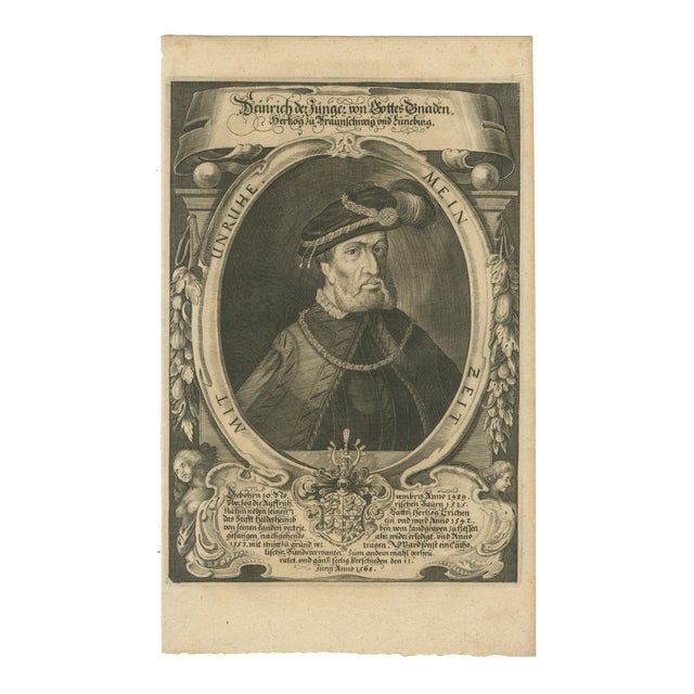 German Engraver, Henry II, Duke of Brunswick-Lüneburg, 1650, Engraving For Sale