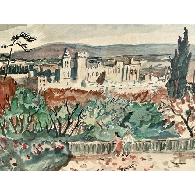 Modern Yves Brayer, View of Avignon, 20th Century, Lithograph For Sale - Image 3 of 11