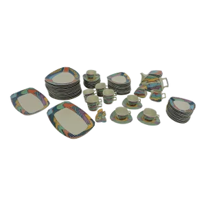 1980s Post Modern Dorothy Hafner Rosenthal Flash Dinnerware Set- 67 Pieces