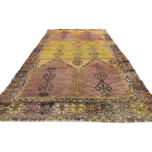 Mid-Century Modern Vintage Turkish Oushak Gallery Rug, Wide Hallway Runner - 04'08 X 10'06 For Sale - Image 3 of 10