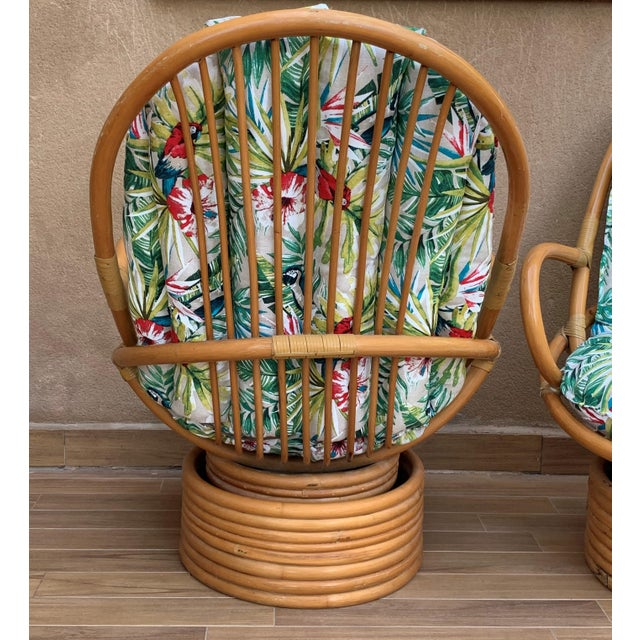 Wood Italian Mid-Century Modern Bamboo Set of Lounge Patio With Settee and Rocking For Sale - Image 7 of 11