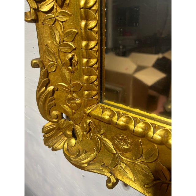 Vintage Italian Carved Giltwood and Shell Decorated Wall Mirror For Sale - Image 10 of 10