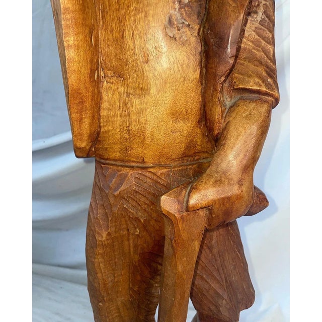 Vintage 1934 Tall Standing Wood Figure For Sale - Image 4 of 10