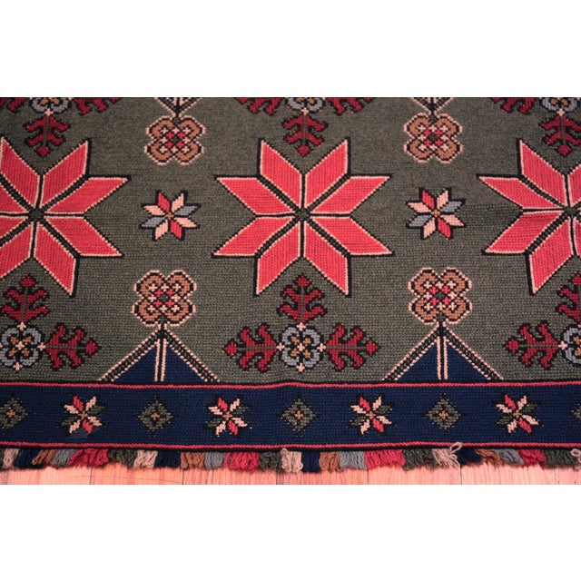 Nazmiyal Collection Antique Scandinavian Folk Needlepoint 3 Ft 3 in X 1 Ft 7 In For Sale In New York - Image 6 of 8