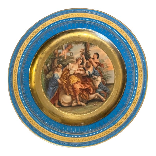 Antique Victorian Royal Vienna Porcelain Gilt Decorated Scenic Plate Europa For Sale