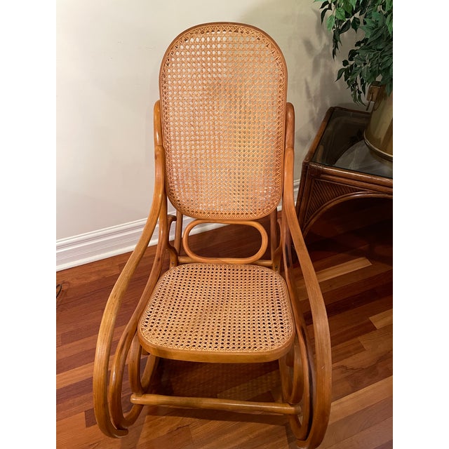 Thonet 1970s Boho Vintage Bentwood Rocking Chair For Sale - Image 4 of 7