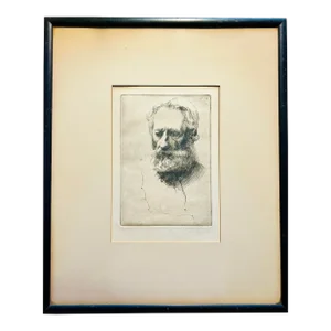Antique 1920’s Engraving “Portrait of a Man” by William Auerbach Levy