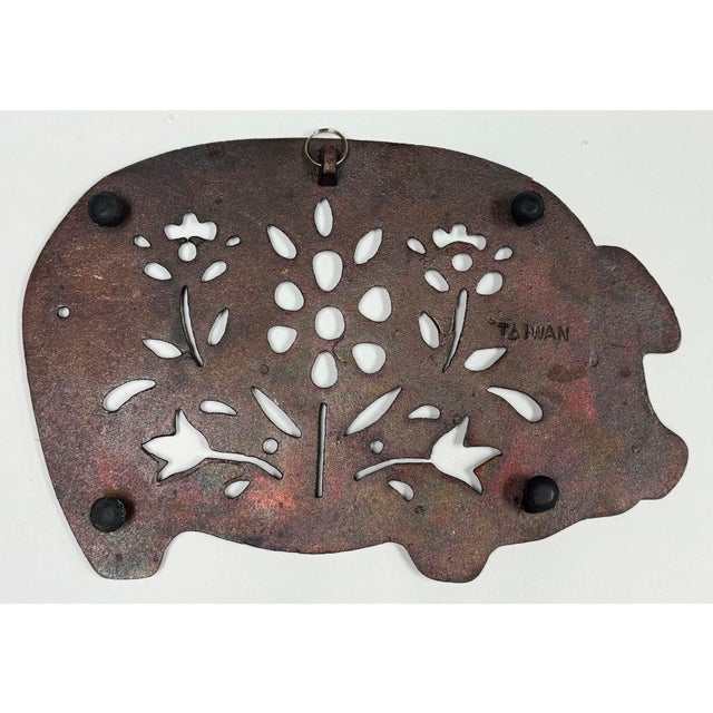 Mid 20th Century Vintage Copper Pig Motif Trivet For Sale - Image 5 of 5