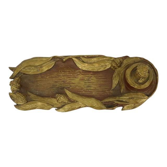 20th Century Art Nouveau Gilded Bronze Inkwell Pen Holder, 1890s For Sale - Image 10 of 18