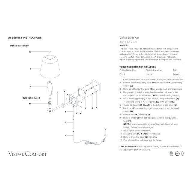 Visual Comfort Suzanne Kasler for Visual Comfort Signature Griffith Swing Arm in Aged Iron with Linen Shade For Sale - Image 4 of 6