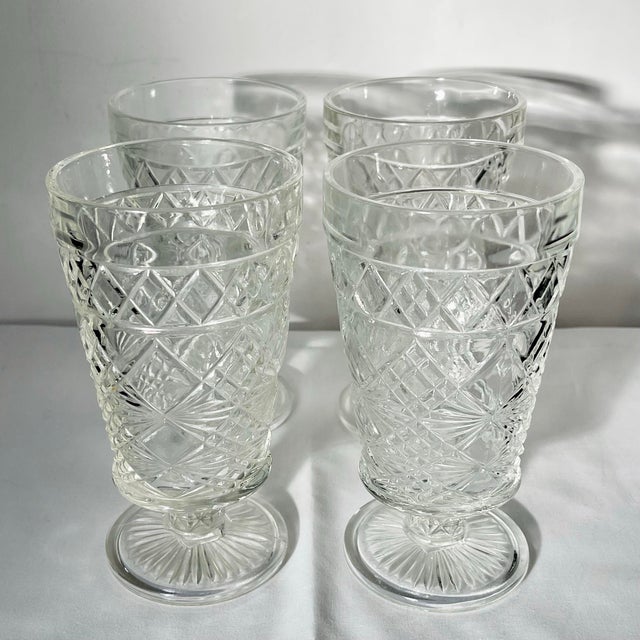 1950s Mid 20th Century Pressed Glass Tall Glasses -Set of Four For Sale - Image 5 of 10