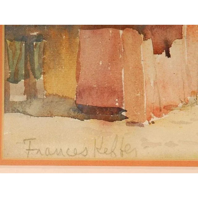 1920s Spanish Village Watercolor Painting by Frances Keffer, Framed For Sale - Image 6 of 10