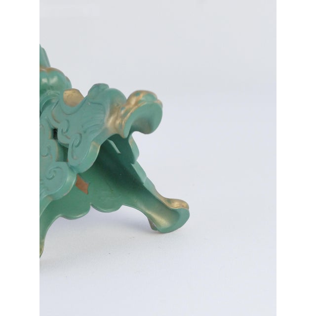 Art Deco Sage Green Metal Candleholder Star Metal, Sweden, 1940s For Sale - Image 10 of 11