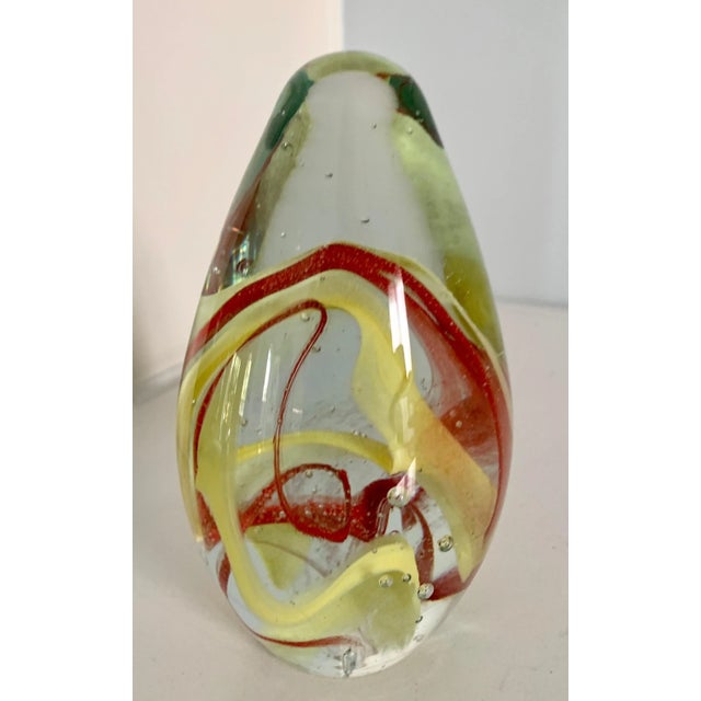 Mid 20th Century Mid-Century Modern Murano Glass Egg Shaped Elliptical Paperweight For Sale - Image 5 of 7