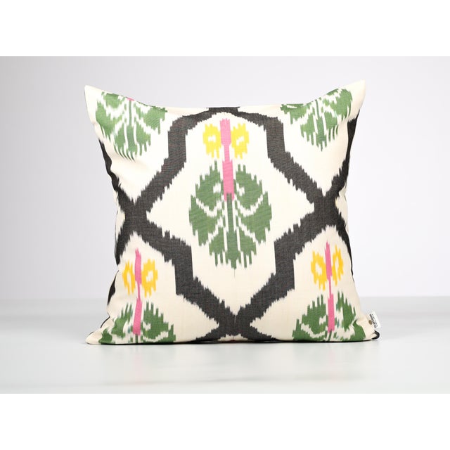 White and Black Geometric Ikat Pillow Cover For Sale - Image 13 of 13