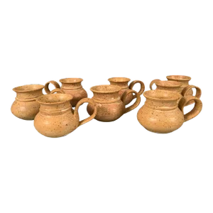 Vintage Chris Davis Functional Pottery Set of 8 Coffee Mugs