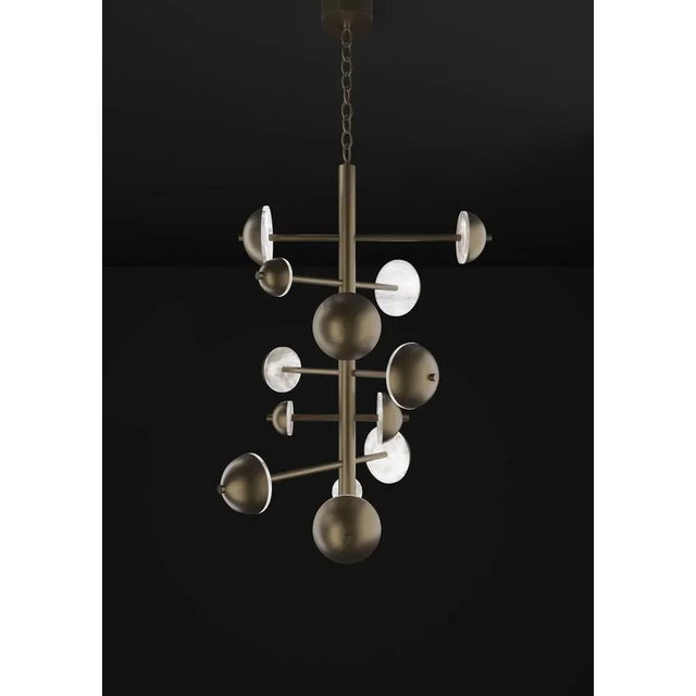 Ares brushed burnished metal chandelier by alabastro italiano dimensions: d 74,5 x w 73 x h 110 cm. Materials: white...