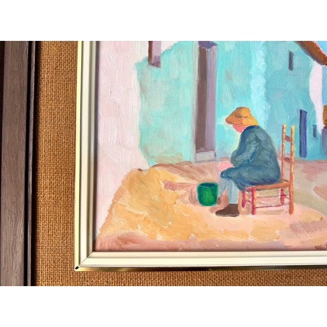 Espinosa, Mediterranean Village Scene, 1980s, Oil on Canvas For Sale - Image 6 of 10