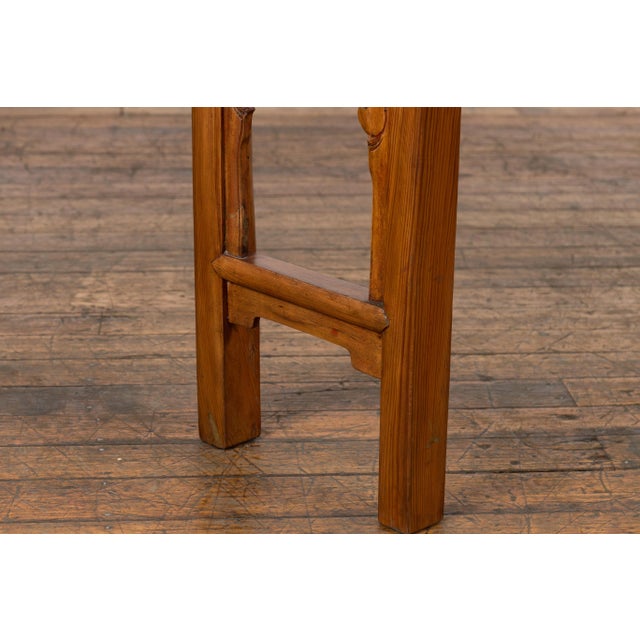 Chinese Late Qing Dynasty Altar Console Table with Foliage Carved Apron For Sale - Image 11 of 13