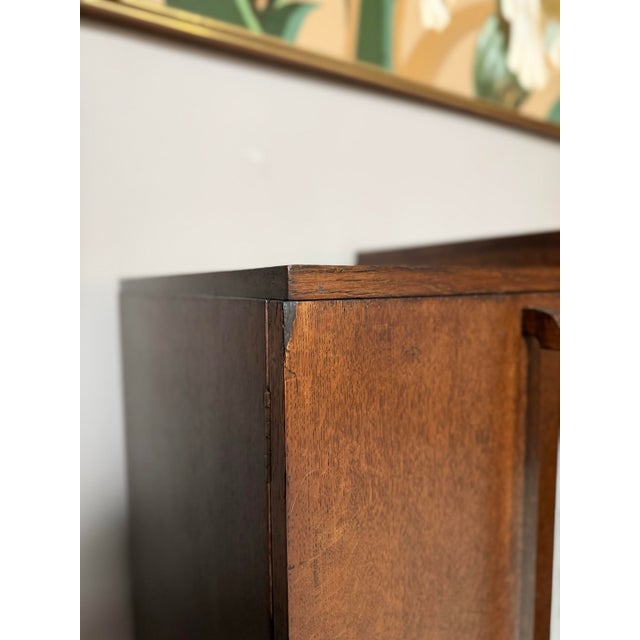 Antique Art Deco Oak Credenza Sideboard / Stepped Buffet Cabinet For Sale - Image 14 of 17