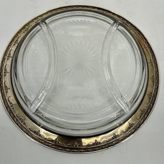 Early 20th Century Neoclassical Sterling Silver & Cut Glass Crudite Tray by Wallace For Sale - Image 10 of 12