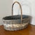 Vintage Gray Gathering Basket With Bunny Rabbit Motif For Sale - Image 6 of 11