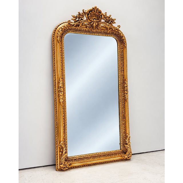 Large Golden Baroque Mirror with Crest from Green Square For Sale - Image 10 of 12