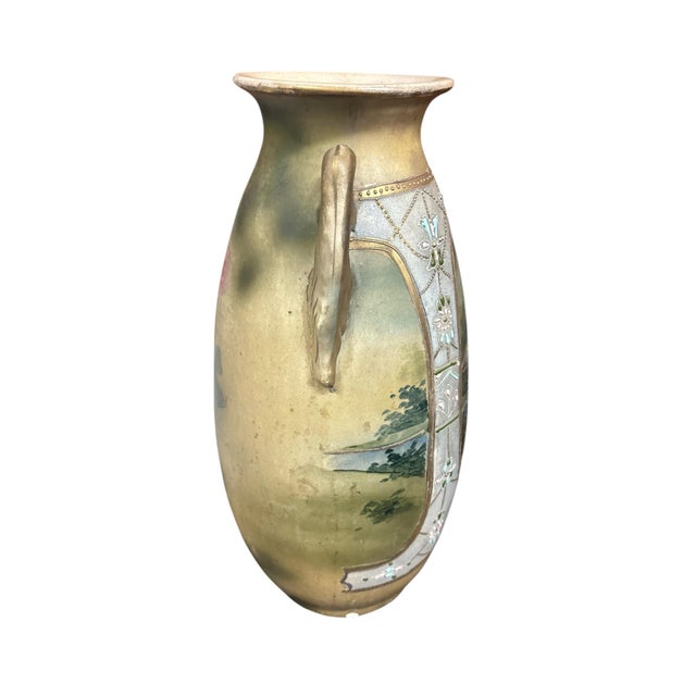 Asparagus Nippon Morriage Hand-Painted Vases, a Pair For Sale - Image 8 of 12
