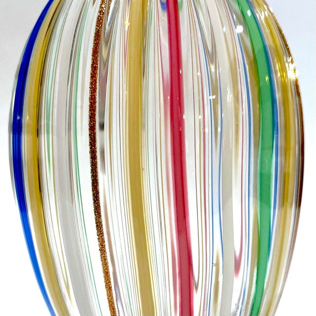Modern 1990's Murano Attributed Glass Canne Striped Vase in the Manner of Fabiano Zanchi For Sale - Image 3 of 12