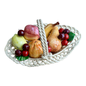 Vintage Ceramiche Di Bassano Italian Majolica Reticulated Fruit Basket