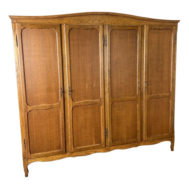 Vintage French Louis XVI Style Wardrobe in Oak For Sale