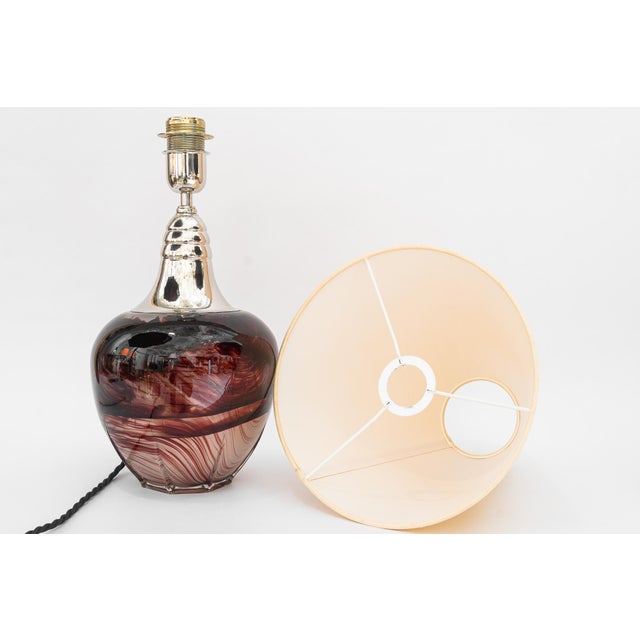 Murano table lamp with fabric shade italy around 1920s New nickel - pated The fabric shade is replaced ( new ) European...