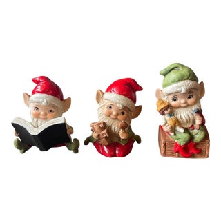 Vintage Homco Christmas Elves Santa’s Helpers Figurines- Set of 3 For Sale
