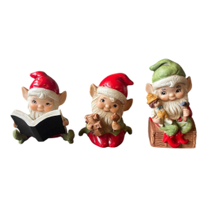 Vintage Homco Christmas Elves Santa’s Helpers Figurines- Set of 3