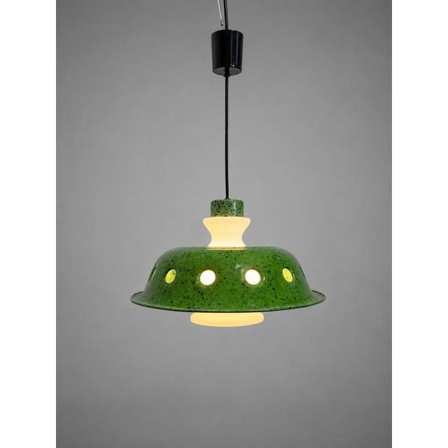 Vintage Green Enamel Pendant Lamp For Sale - Image 6 of 6