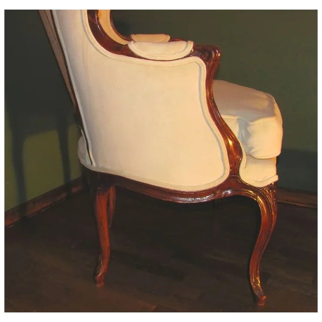 Wood Antique French Louis XV Walnut Bergere Armchair Circa 1760 For Sale - Image 7 of 10