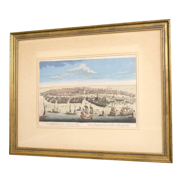 t.bowles Framed Venice English Tall Ships Hand Painted Engraving For Sale