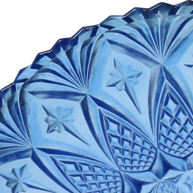 Vintage French Fruit Bowl in Blue Pressed Glass, 1960s For Sale - Image 11 of 15