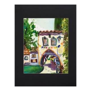 "Fete #2", Archway Decorated With Flags for the Festival Landscape by Karen Druker For Sale